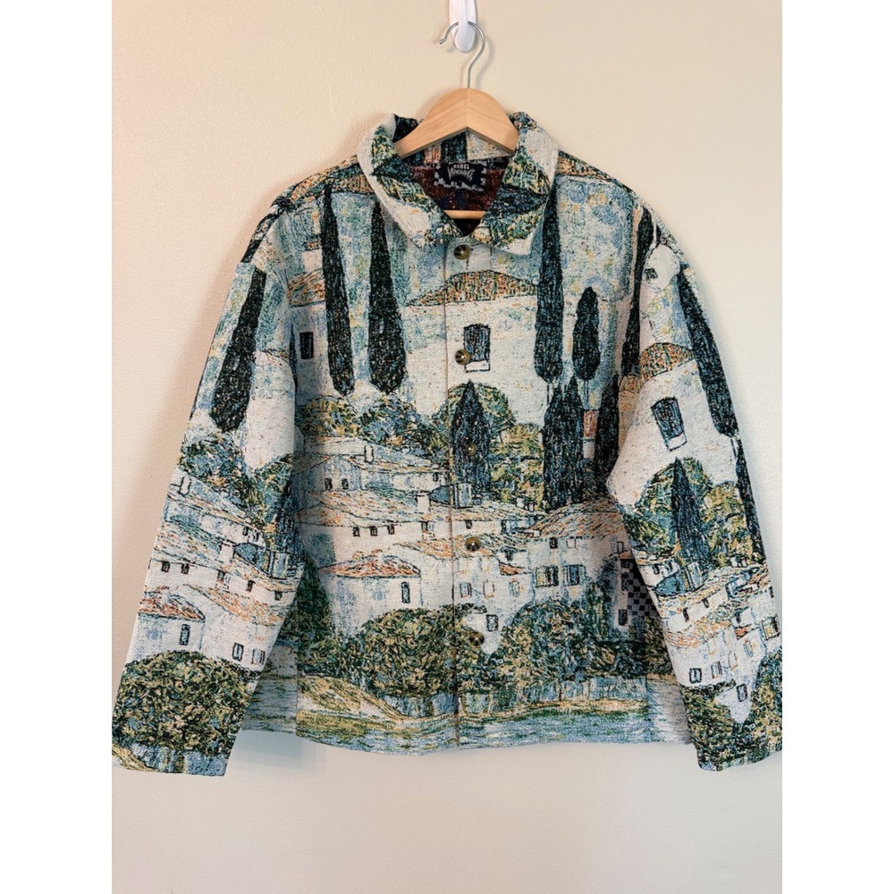 Rebel Vengeance Mens Tapestry Gustav Klimt Woven Shirt Jacket Medium